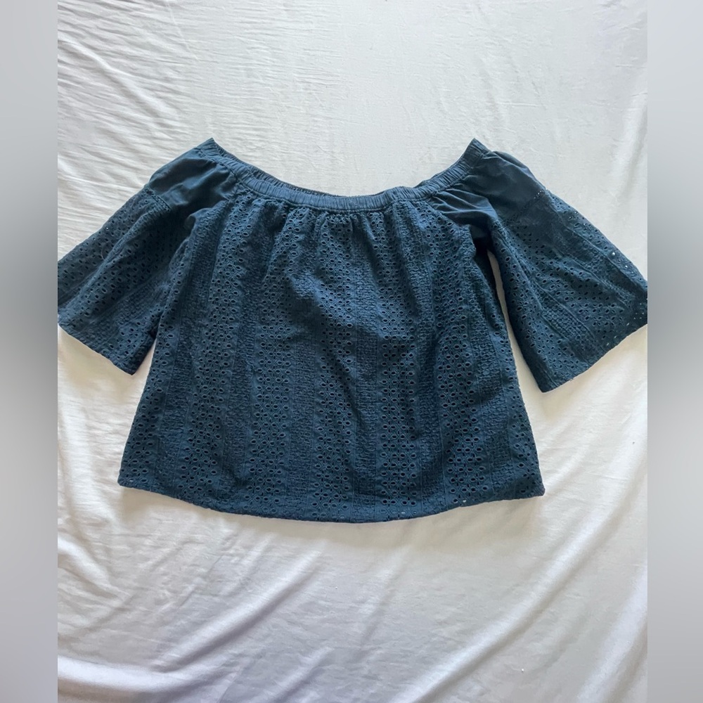 Abercrombie & Fitch Off Shoulder Navy Top